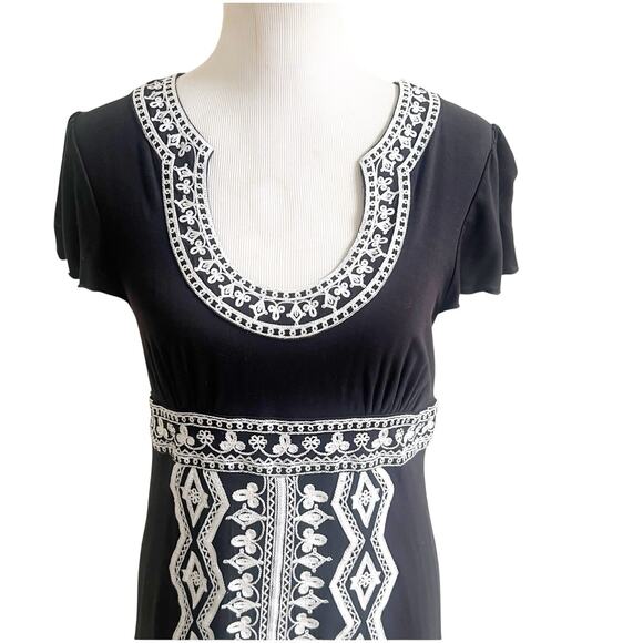 I.N.C International Concepts Embroidered Jersey Dress Knee Length Size Large BLK - Picture 7 of 11